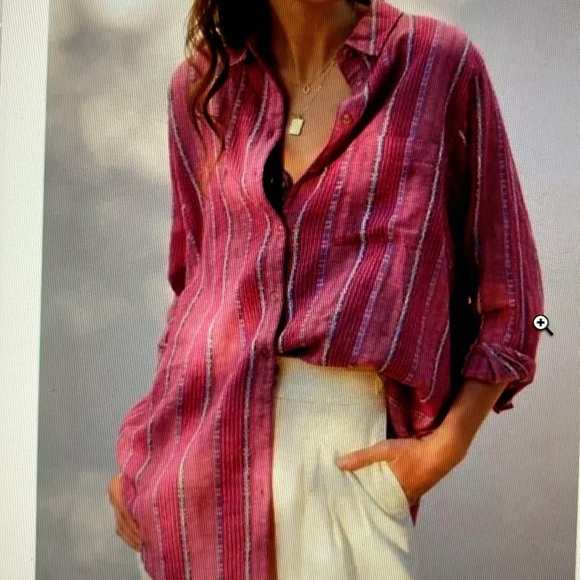 Pilcro Tops - Pilcro Anthropologie  Boyfriend Button up relaxed fit Bohemian shirt size S
